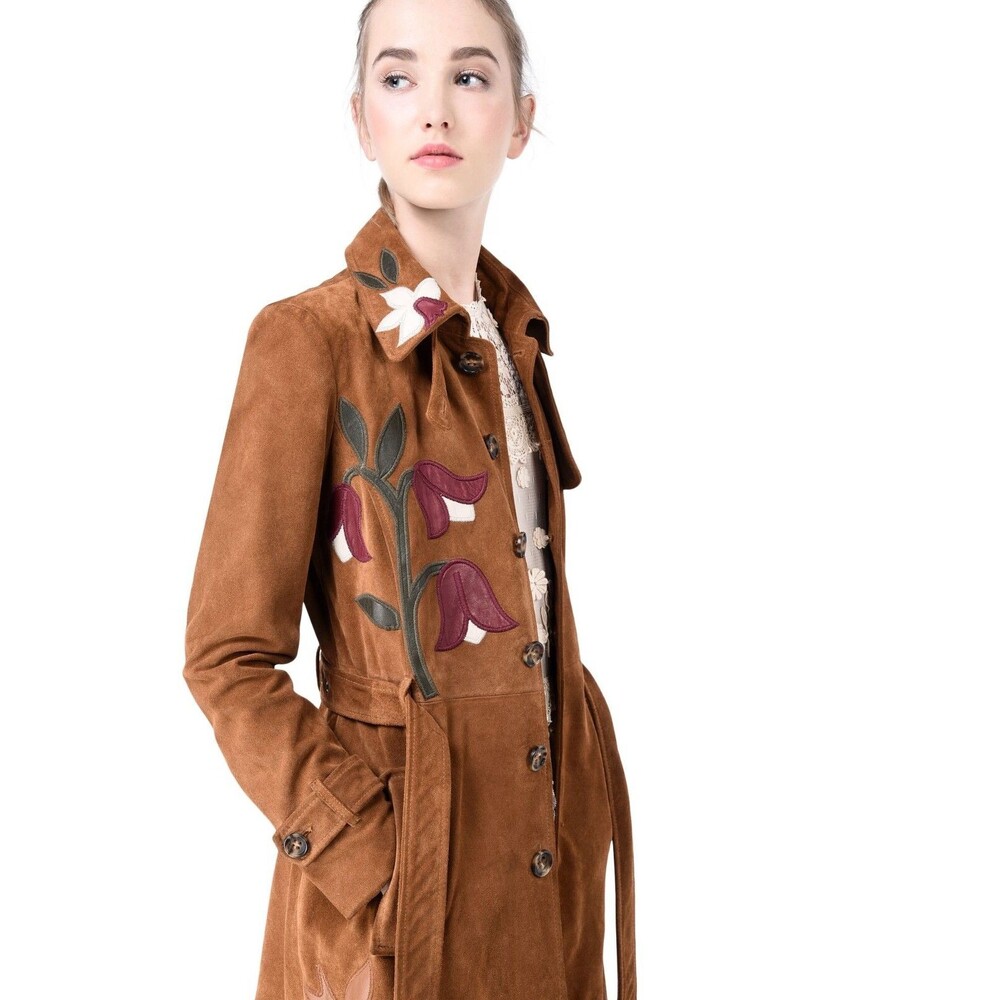 RED VALENTINO long belted suede trench coat, IT 42, US 4, NWT